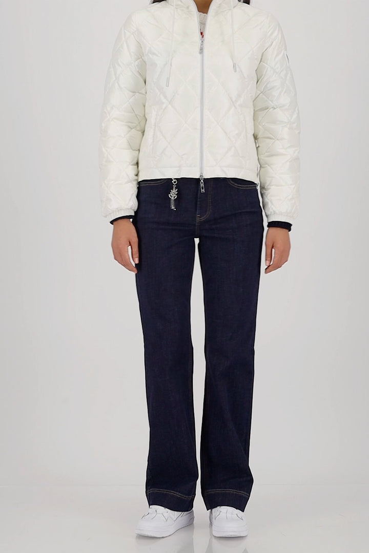 Monari 410351 102 Off-White Quilted Jacket With Stand Up Collar