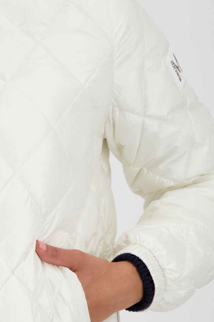 Monari 410351 102 Off-White Quilted Jacket With Stand Up Collar