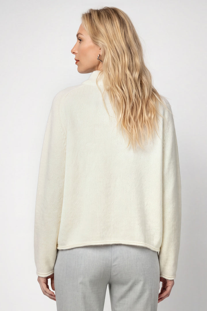 Monari Antique White Jumper 809953, back view of the ivory turtleneck jumper