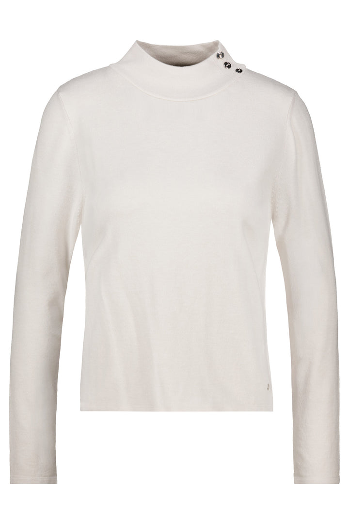 Monari Antique White Jumper 809973, worn styled view under a tailored jacket