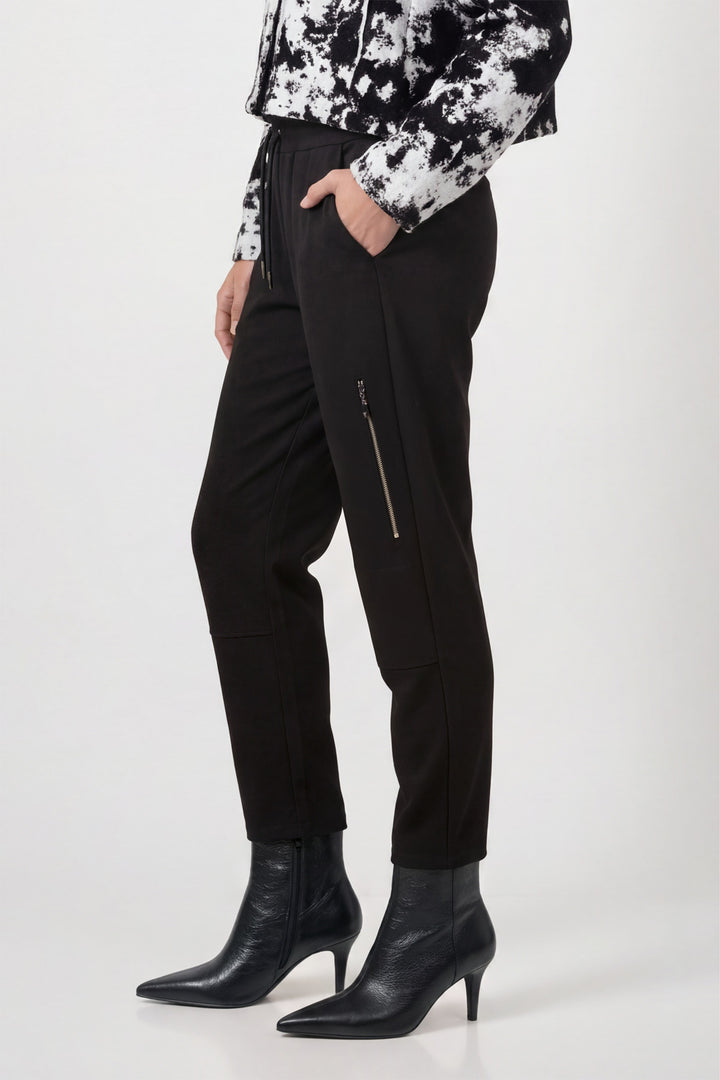 Monari Black Trousers 810036, side view showing the tapered leg line