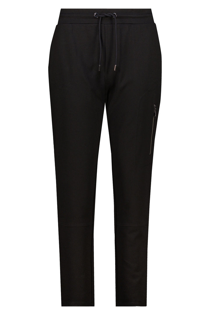 Monari Black Trousers 810036, worn styled view with a jumper and ankle boots