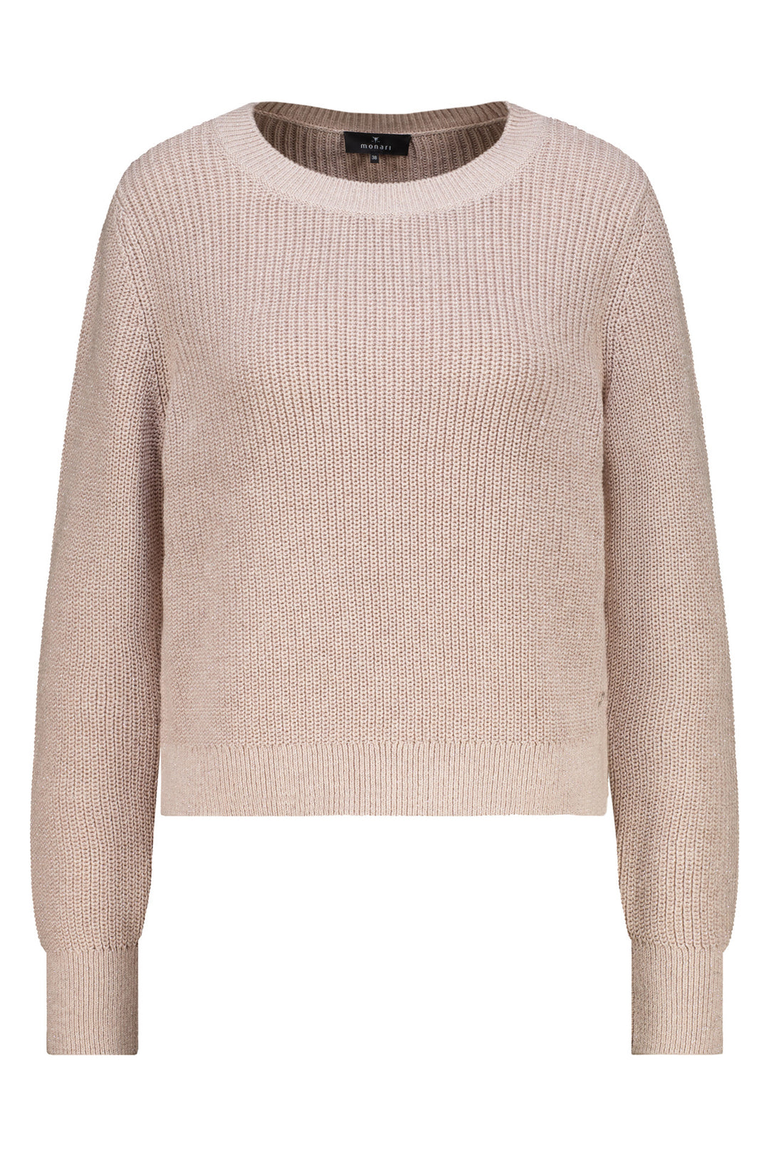Monari Cappuccino Pink Jumper 810129, worn styled view with straight-leg jeans