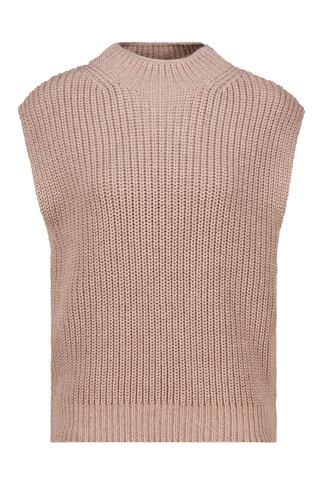 Monari Cappuccino Pink Vest 809899, worn layered over a long-sleeve top