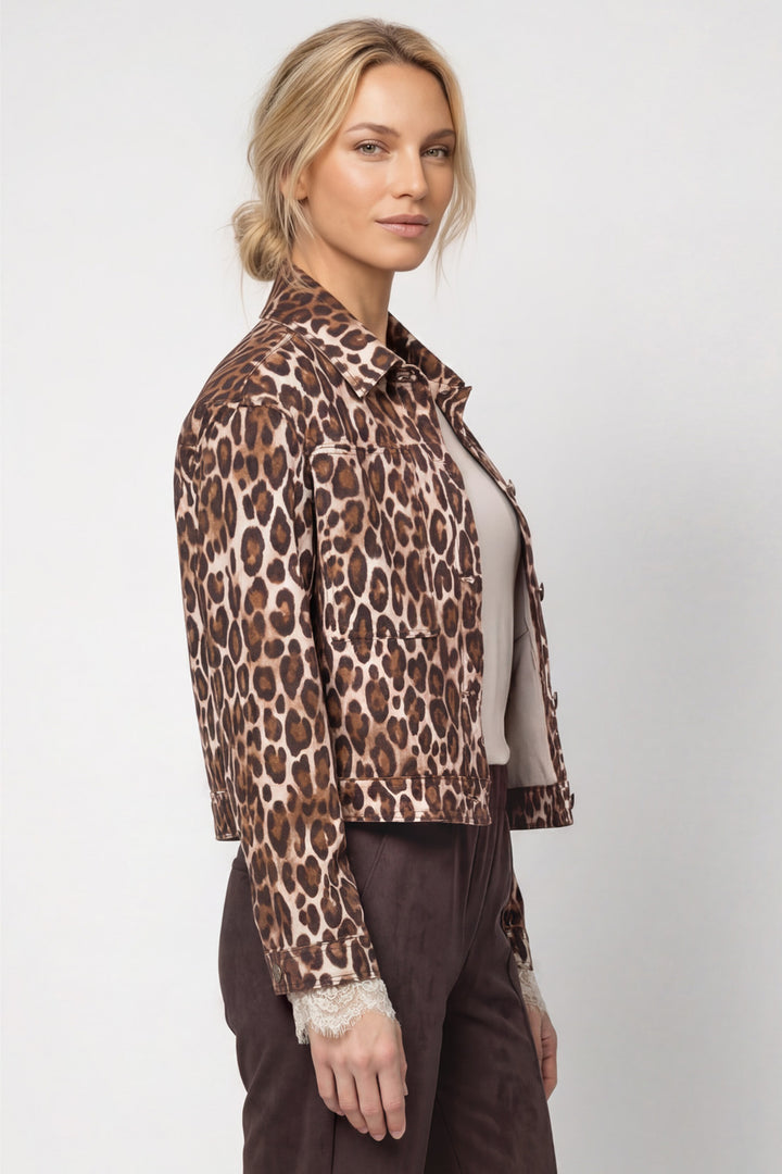 Monari Hazel Pattern Multicolor Jacket 809875, side view showing the relaxed boxy fit