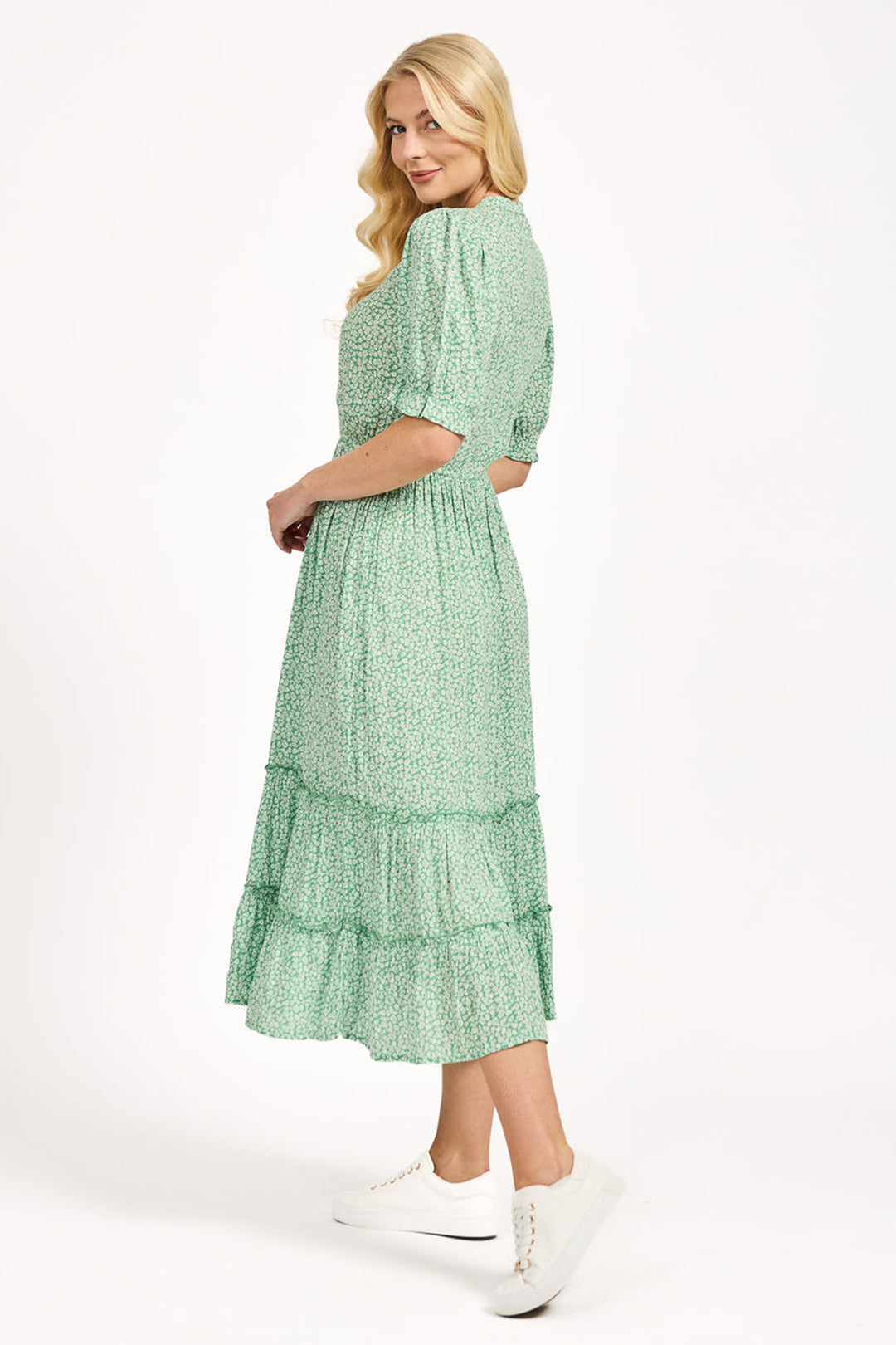 Mudflower Dress Green Ditsy Print SU-25MF-592 - Shirley Allum Boutique
