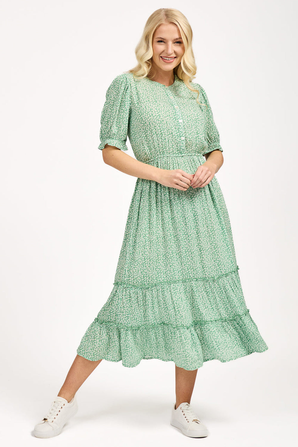 Mudflower Dress Green Ditsy Print SU-25MF-592 - Shirley Allum Boutique