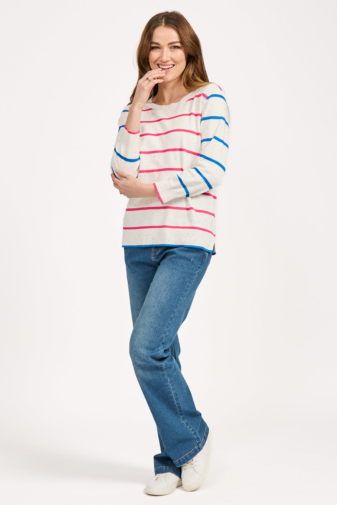 Mudflower Jumper Striped Nep Pink Blue SU-25MF-576 - Shirley Allum Boutique
