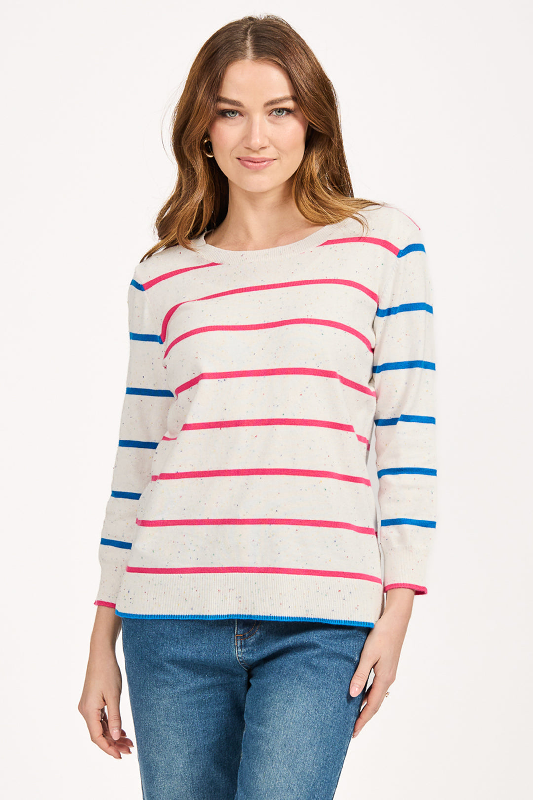 Mudflower Jumper Striped Nep Pink Blue SU-25MF-576 - Shirley Allum Boutique