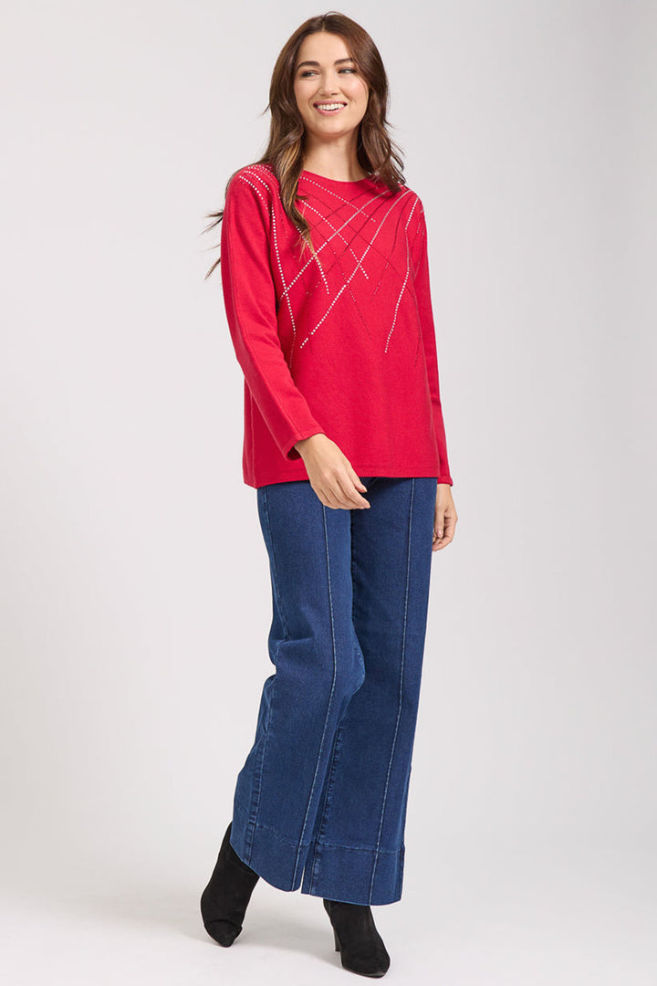 Mudflower Jumper SU-24MF- 556 Red Spray Diamante - Shirley Allum Boutique