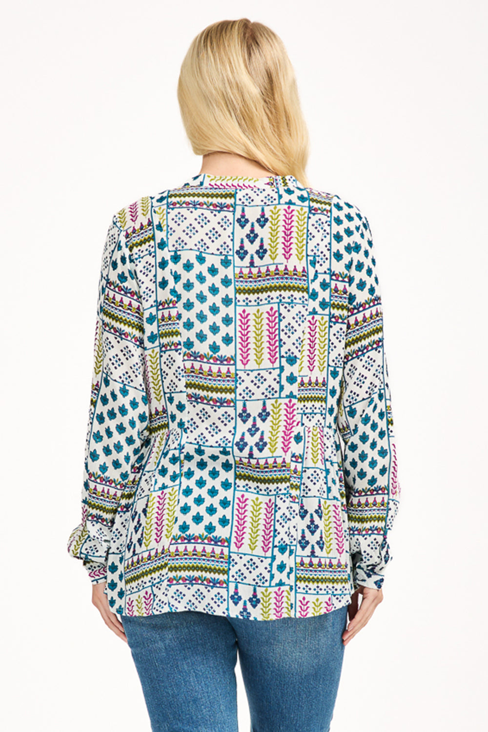 Mudflower Shirt Pintuck Printed Pink Combo SU-25MF-594 - Shirley Allum Boutique