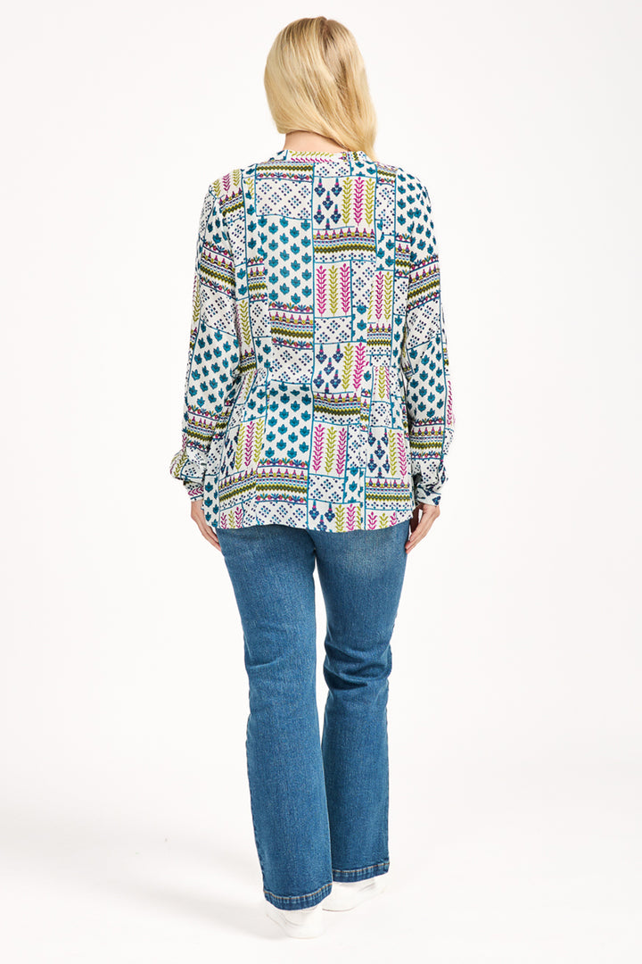 Mudflower Shirt Pintuck Printed Pink Combo SU-25MF-594 - Shirley Allum Boutique