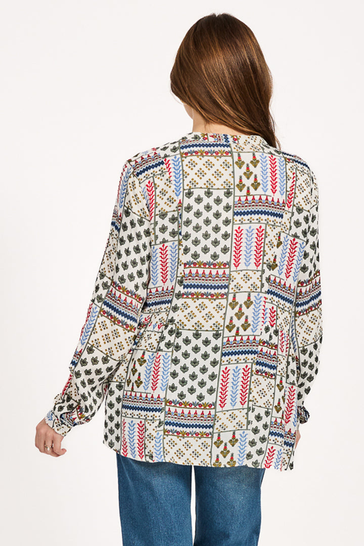 Mudflower Shirt Pintuck Printed Red Combo SU-25MF-594 - Shirley Allum Boutique