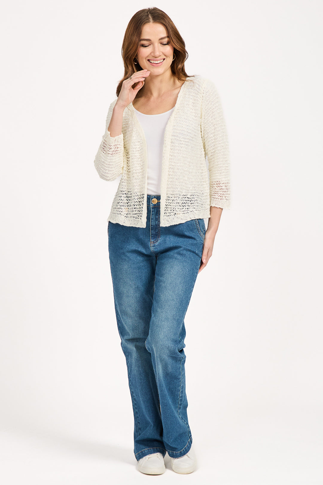 Mudflower Shrug Cardigan Cream SU-25MF-588 - Shirley Allum Boutique