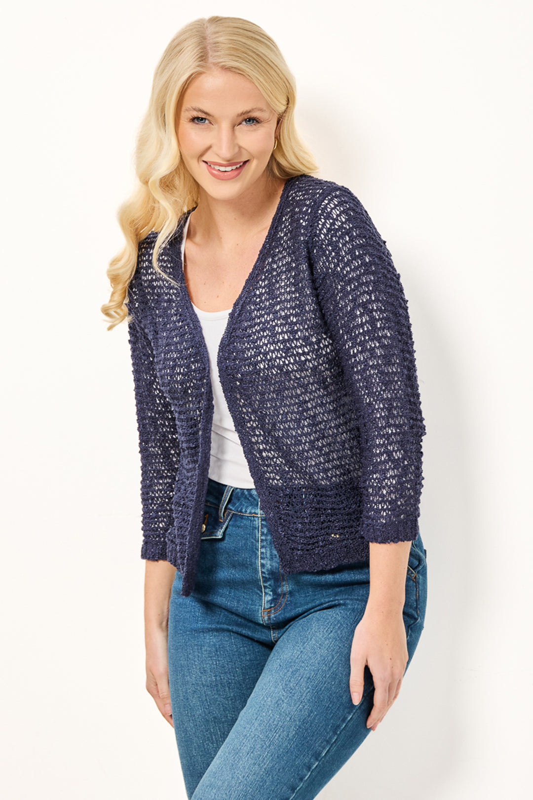 Mudflower Shrug Cardigan Navy SU-25MF-588 - Shirley Allum Boutique