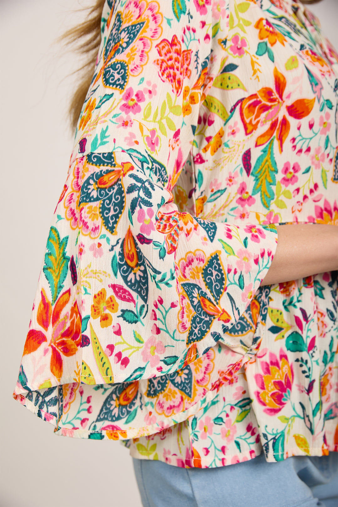 Mudflower Top Tassle Tie Printed Orange SU-24MF-478 - Shirley Allum Boutique