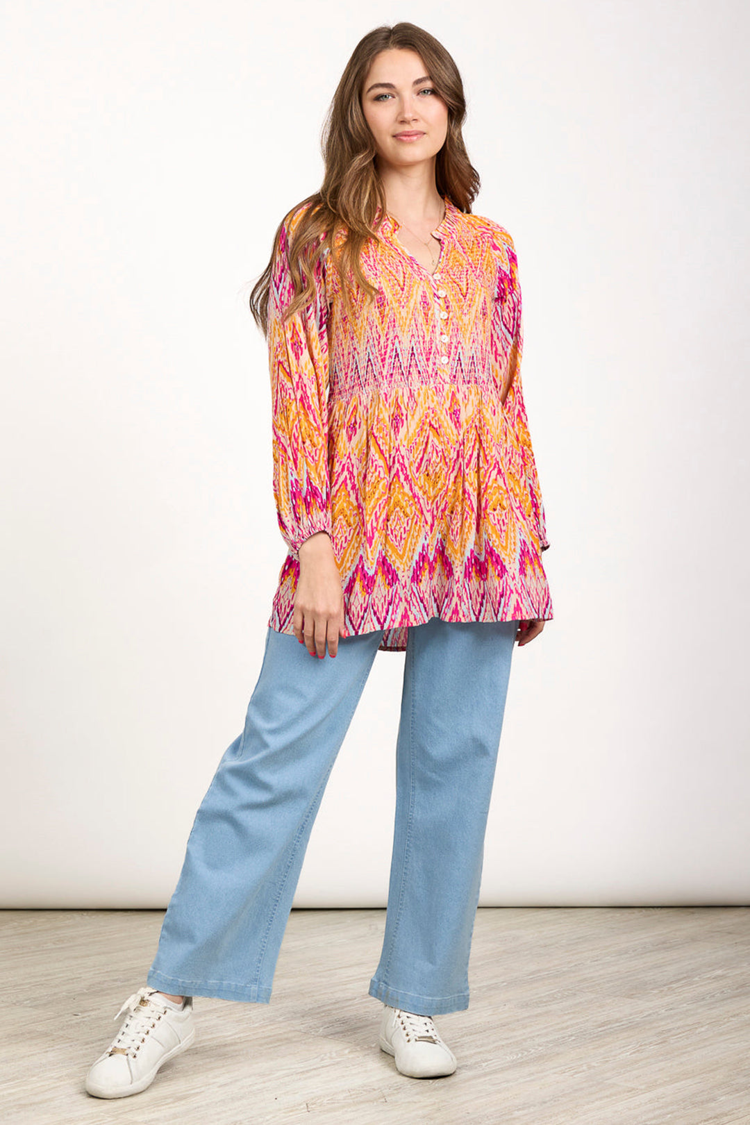 Mudflower Tunic Diamond Print Orange SU-24MF-487 - Shirley Allum Boutique