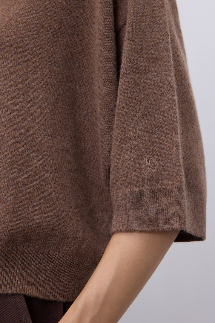Notshy Lilou Cafe Au Lait Brown Jumper NF1F006WSC000, sleeve and knit detail