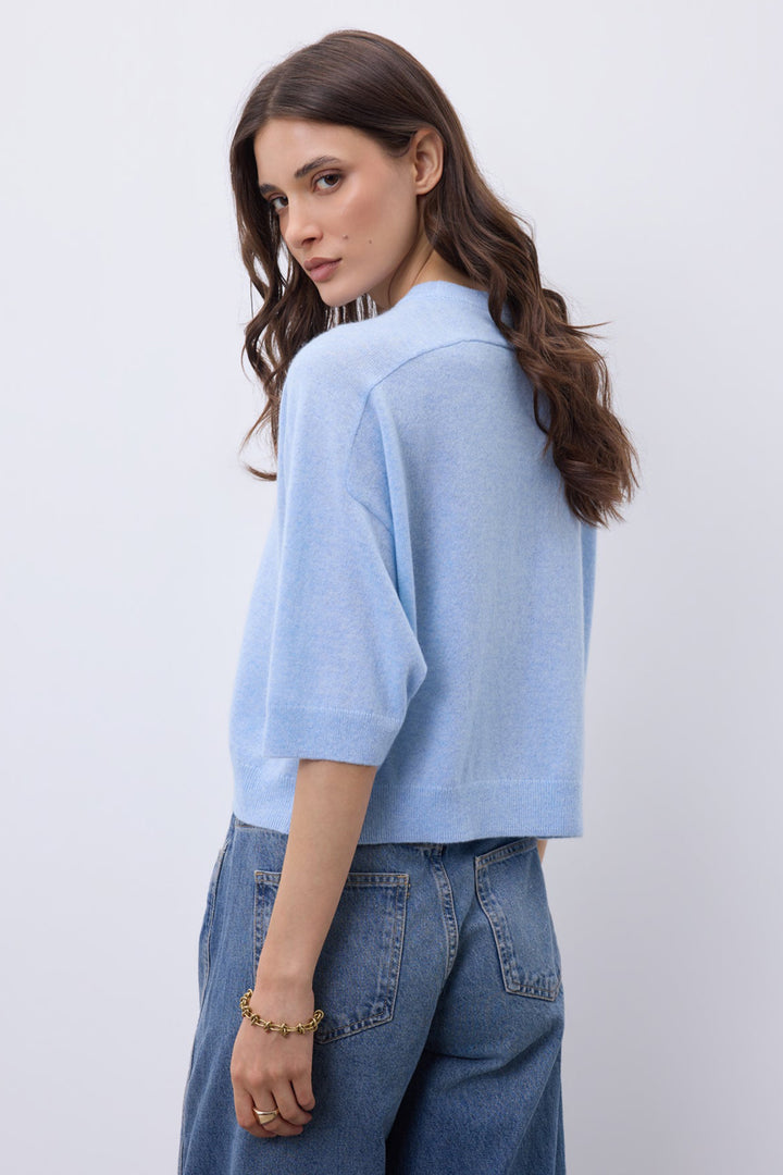 Notshy Lilou Ciel Blue Jumper NF1F006WSC000, side view over the shoulder