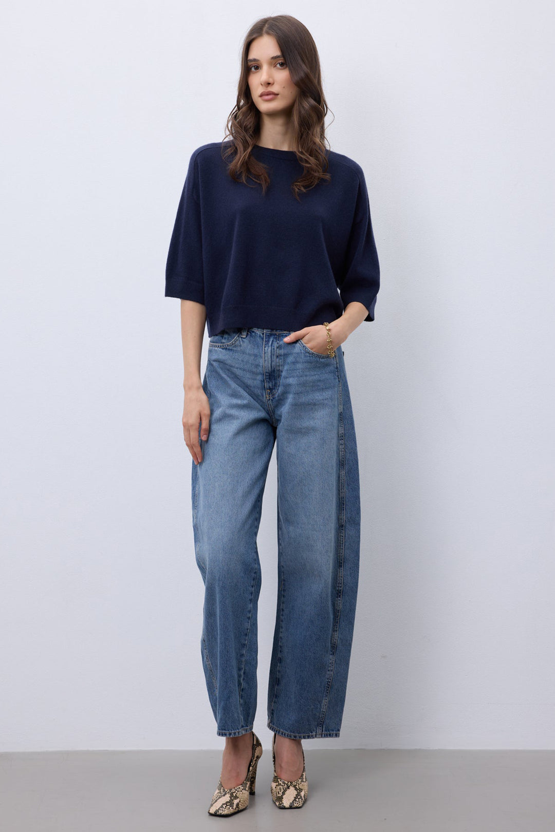Notshy Lilou Marine Navy Jumper NF1F006WSC000, full length view