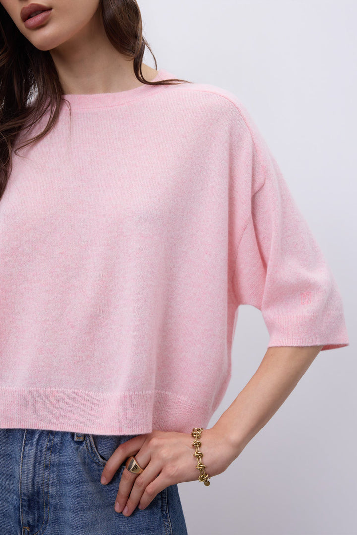 Notshy Lilou Porcelaine Pink Jumper NF1F006WSC000, neckline and hem detail