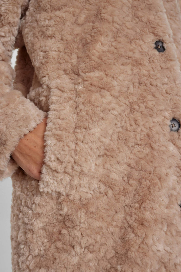 Numph Nufurda 703351 Oyster Gray Taupe Plush Teddy Coat - Shirley Allum Boutique