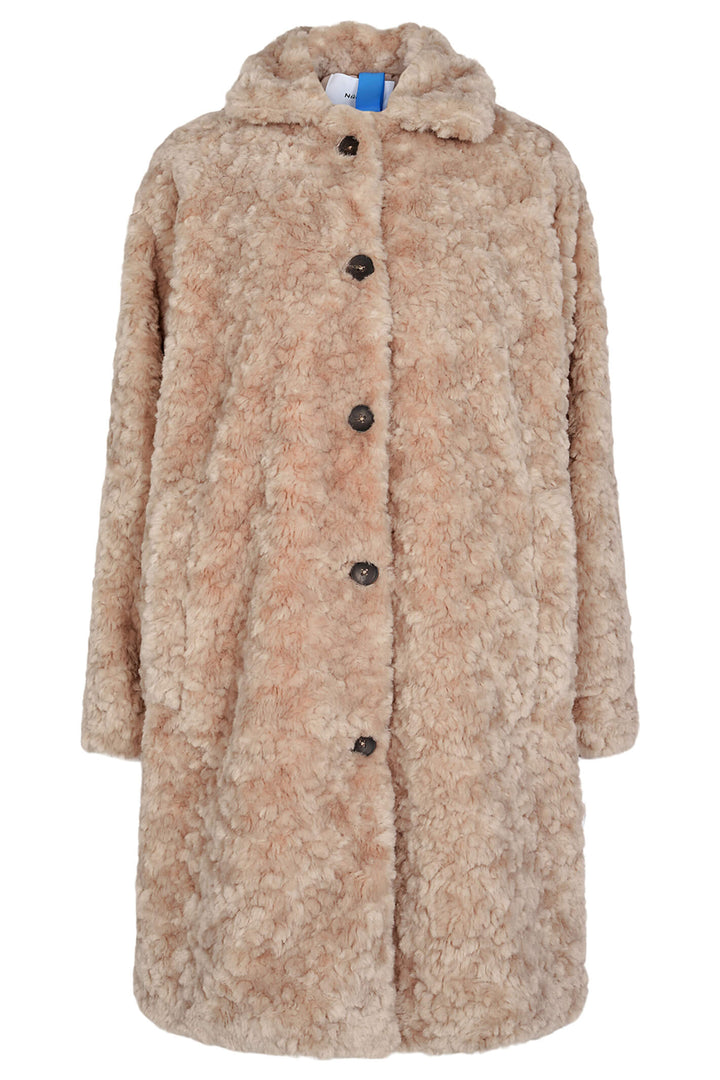 Numph Nufurda 703351 Oyster Gray Taupe Plush Teddy Coat - Shirley Allum Boutique