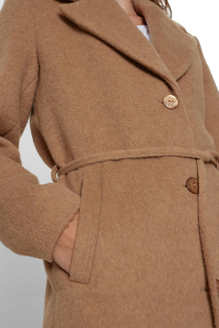 Numph Nugry 703369 Chipmunk Taupe Wool Mix Button Front Coat - Shirley Allum Boutique