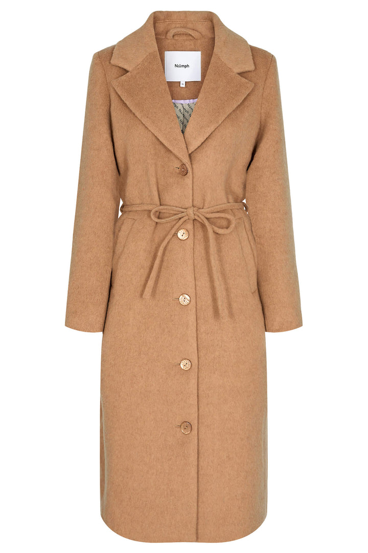 Numph Nugry 703369 Chipmunk Taupe Wool Mix Button Front Coat - Shirley Allum Boutique