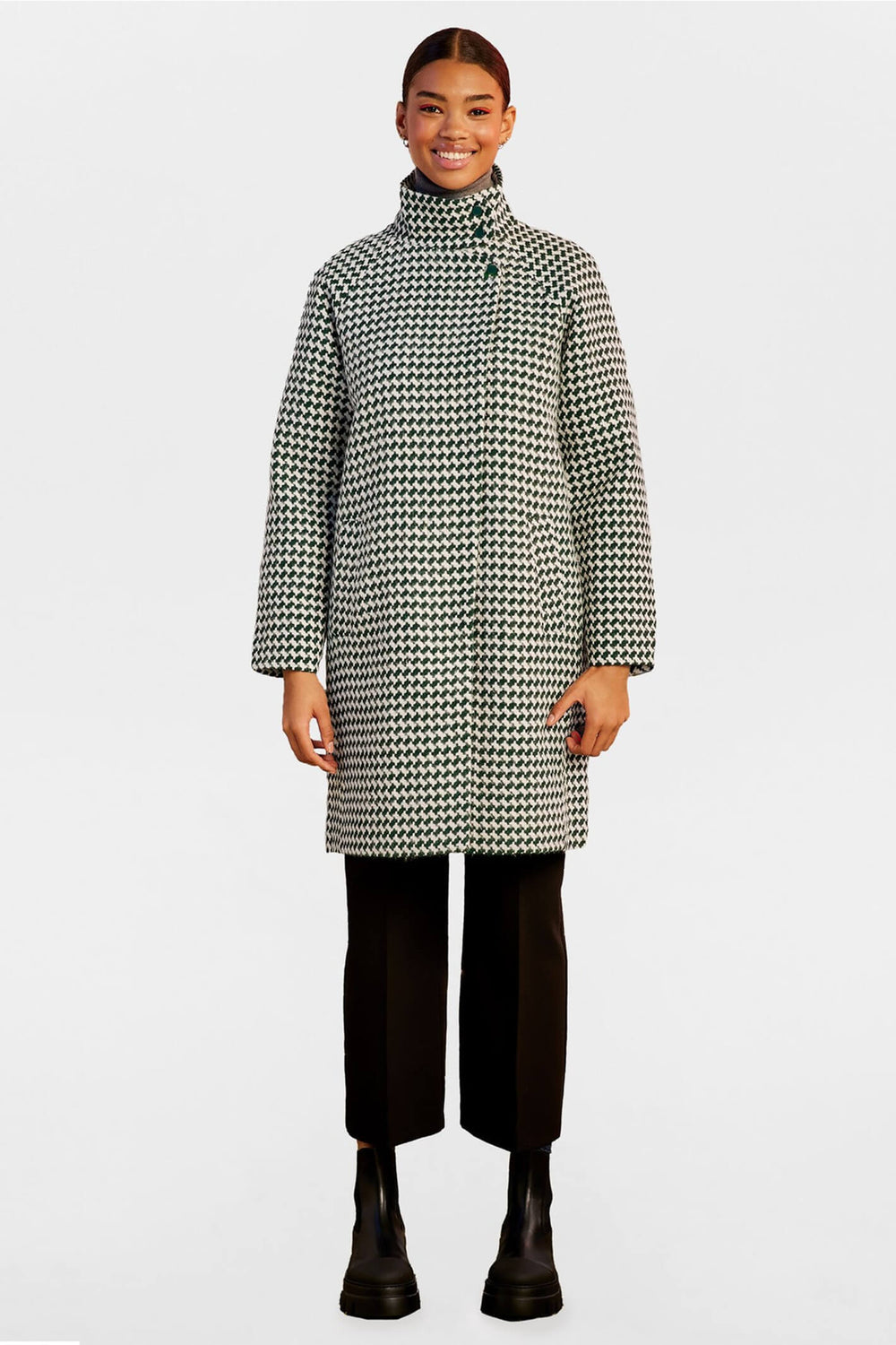 Numph Nulissy 703346 Trekking Green High Neck Coat - Shirley Allum Boutique