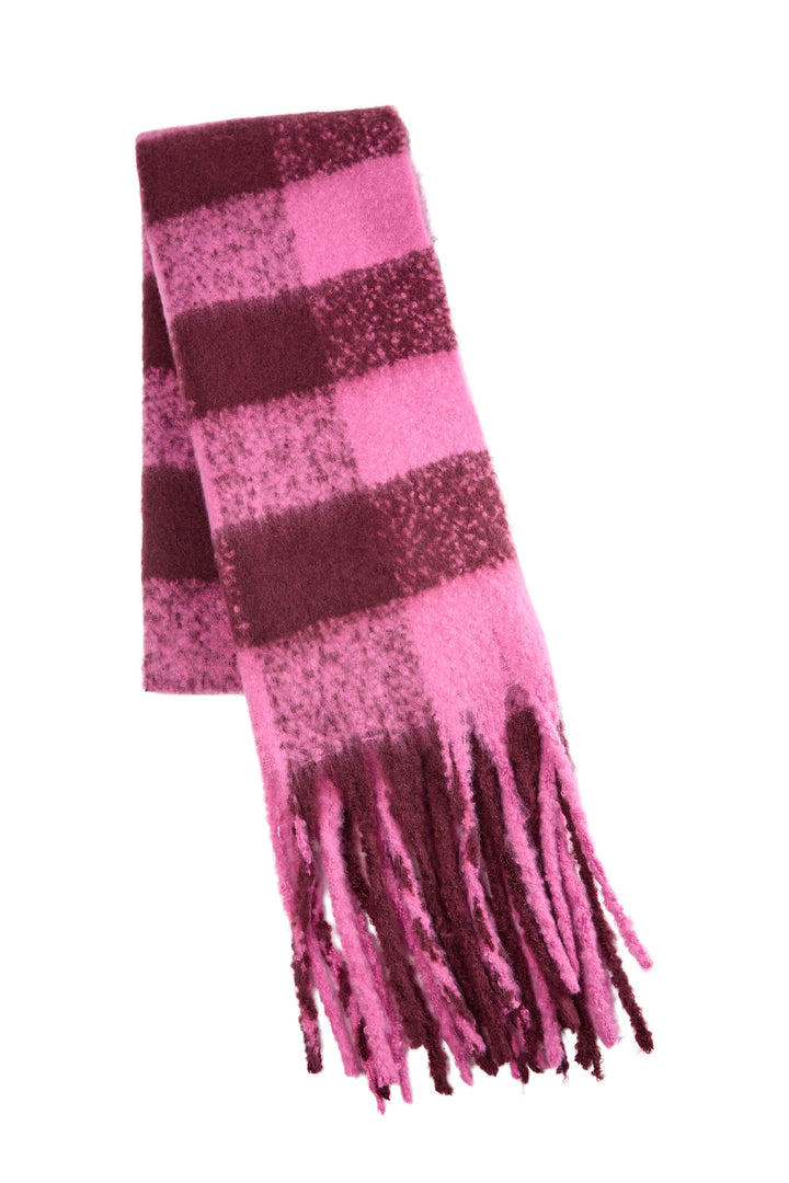 Numph Numaiken 703577 Super Pink Check Tassel Scarf - Shirley Allum Boutique