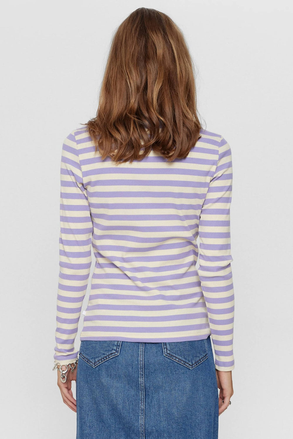 Numph Numicke 703033 Lavender Stripe Long Sleeve Ribbed Top - Shirley Allum Boutique