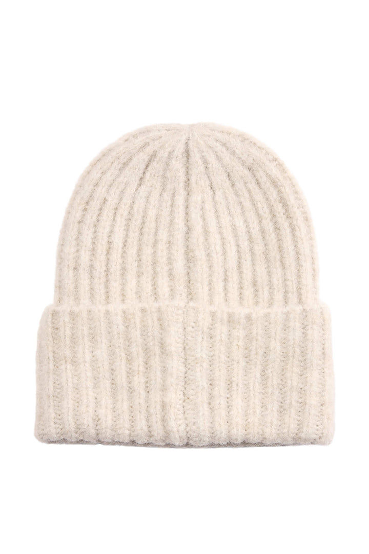 Numph Nusafir 703588 Oyster Gray Beige Ribbed Wool Mix Hat - Shirley Allum Boutique