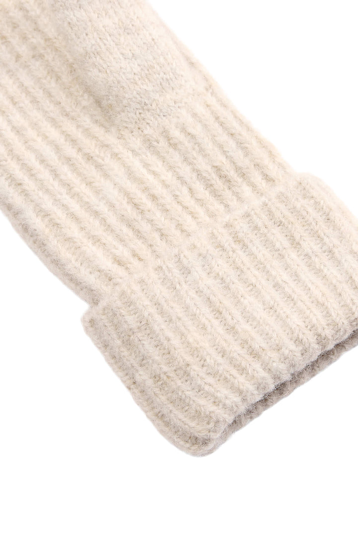 Numph Nusafir 703589 Oyster Gray Beige Ribbed Wool Mix Mittens - Shirley Allum Boutique