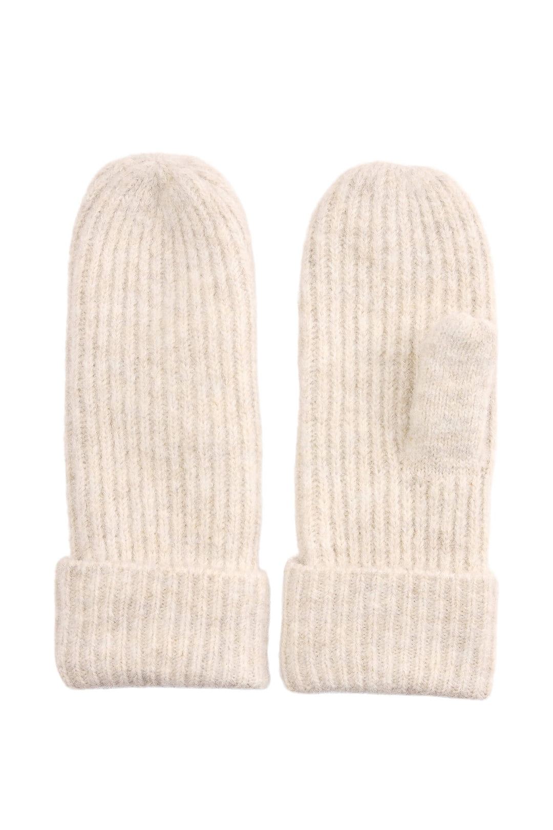Numph Nusafir 703589 Oyster Gray Beige Ribbed Wool Mix Mittens - Shirley Allum Boutique