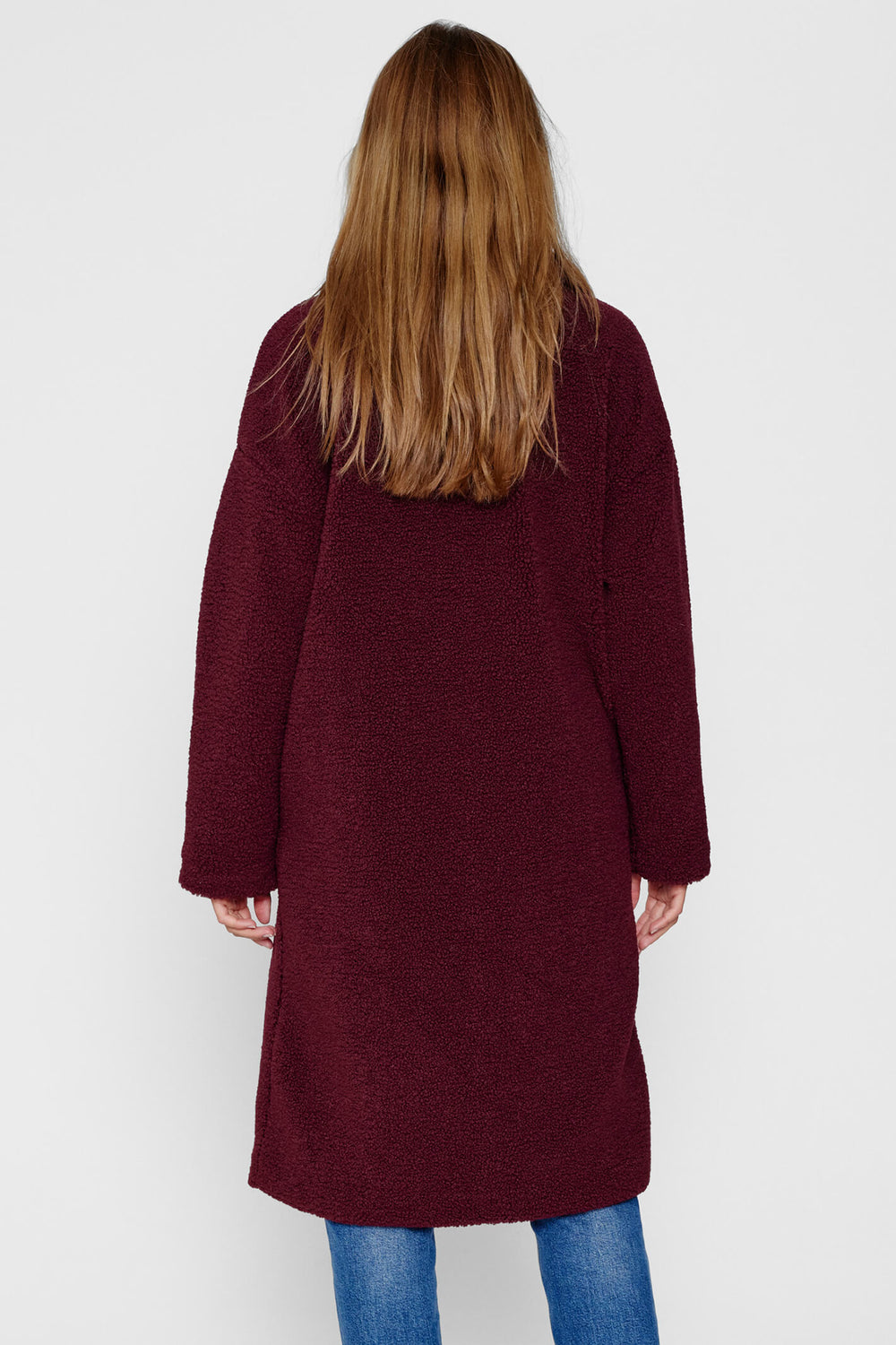 Numph Nutikka 703341 Port Royal Burgundy Red Plush Teddy Coat - Shirley Allum Boutique