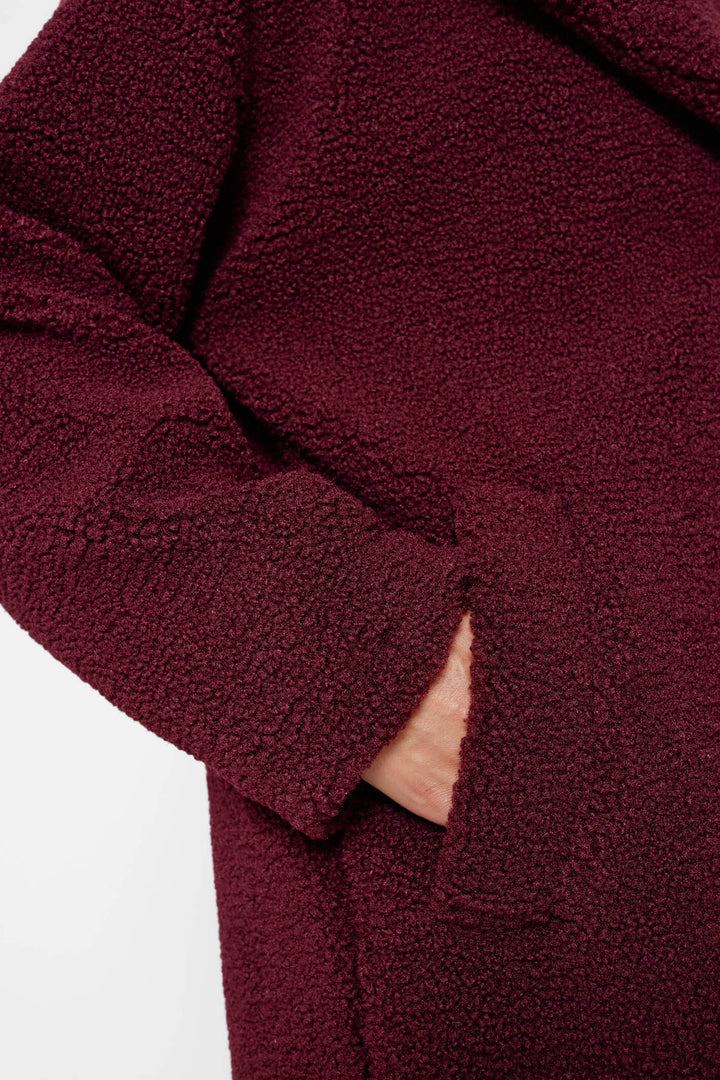 Numph Nutikka 703341 Port Royal Burgundy Red Plush Teddy Coat - Shirley Allum Boutique