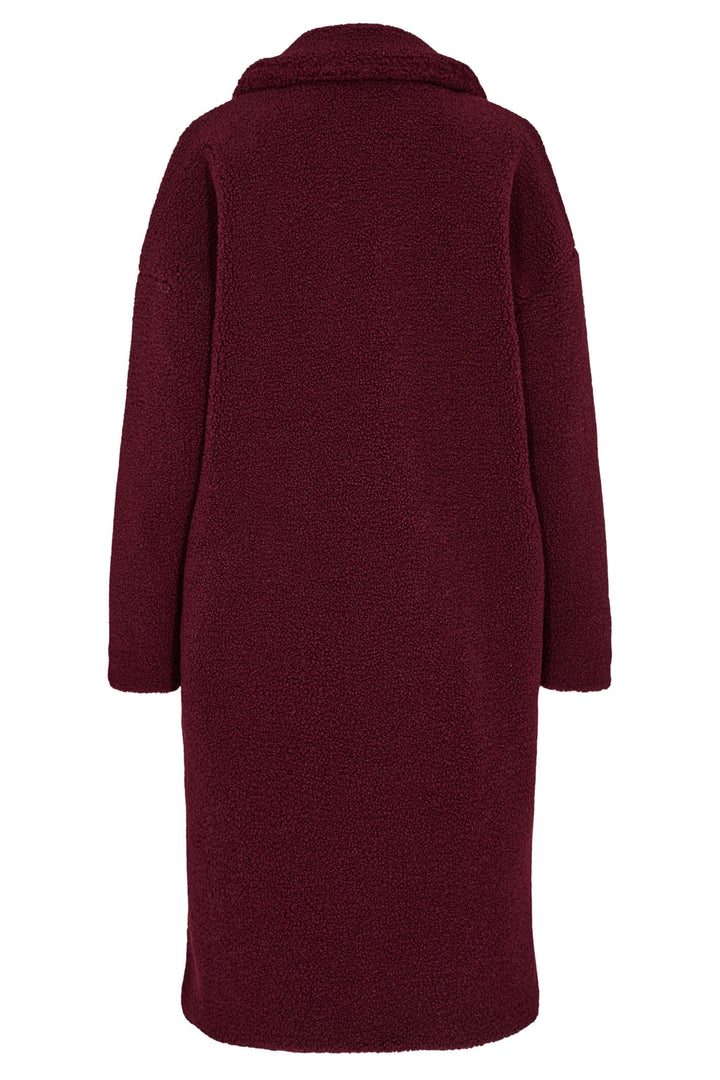 Numph Nutikka 703341 Port Royal Burgundy Red Plush Teddy Coat - Shirley Allum Boutique