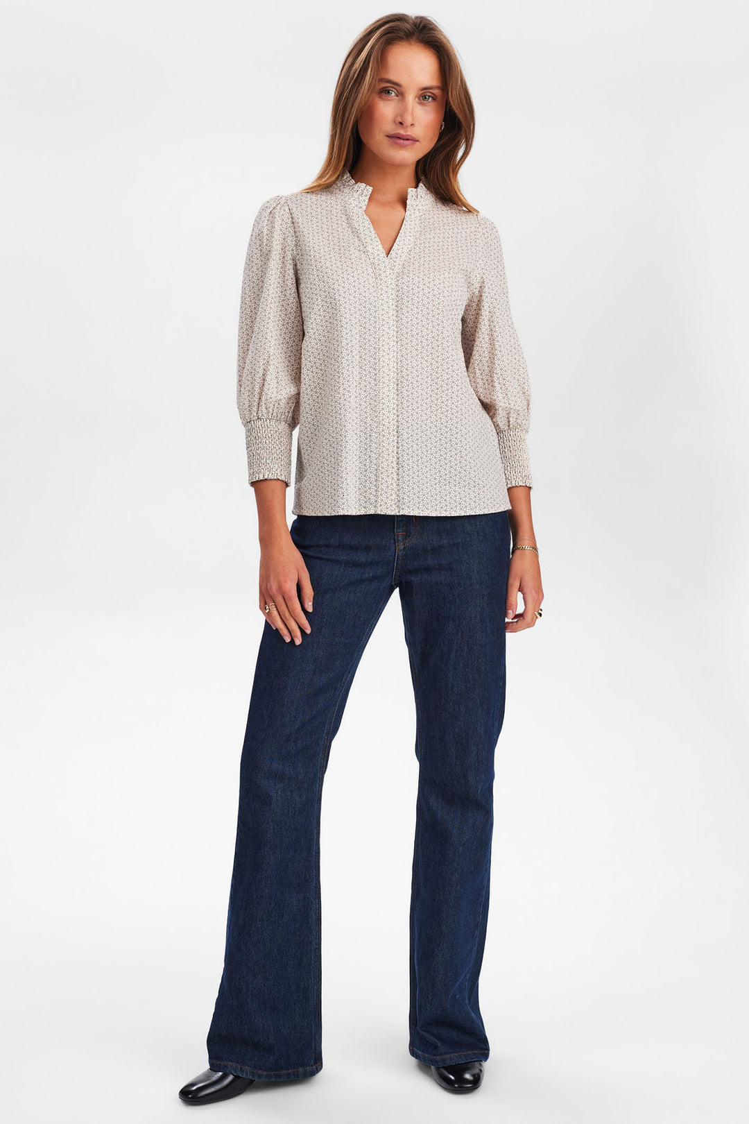 Numph Shirt Nusala Beige Blueprint 705406 3136 - Shirley Allum Boutique