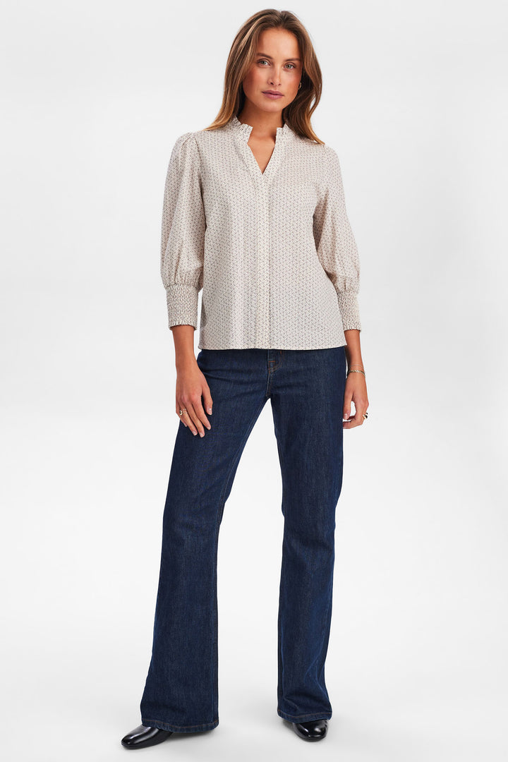 Numph Shirt Nusala Beige Blueprint 705406 3136 - Shirley Allum Boutique