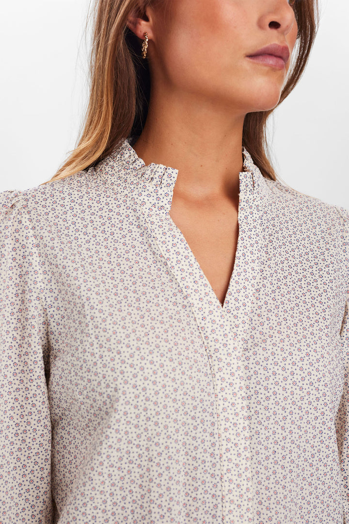 Numph Shirt Nusala Beige Blueprint 705406 3136 - Shirley Allum Boutique