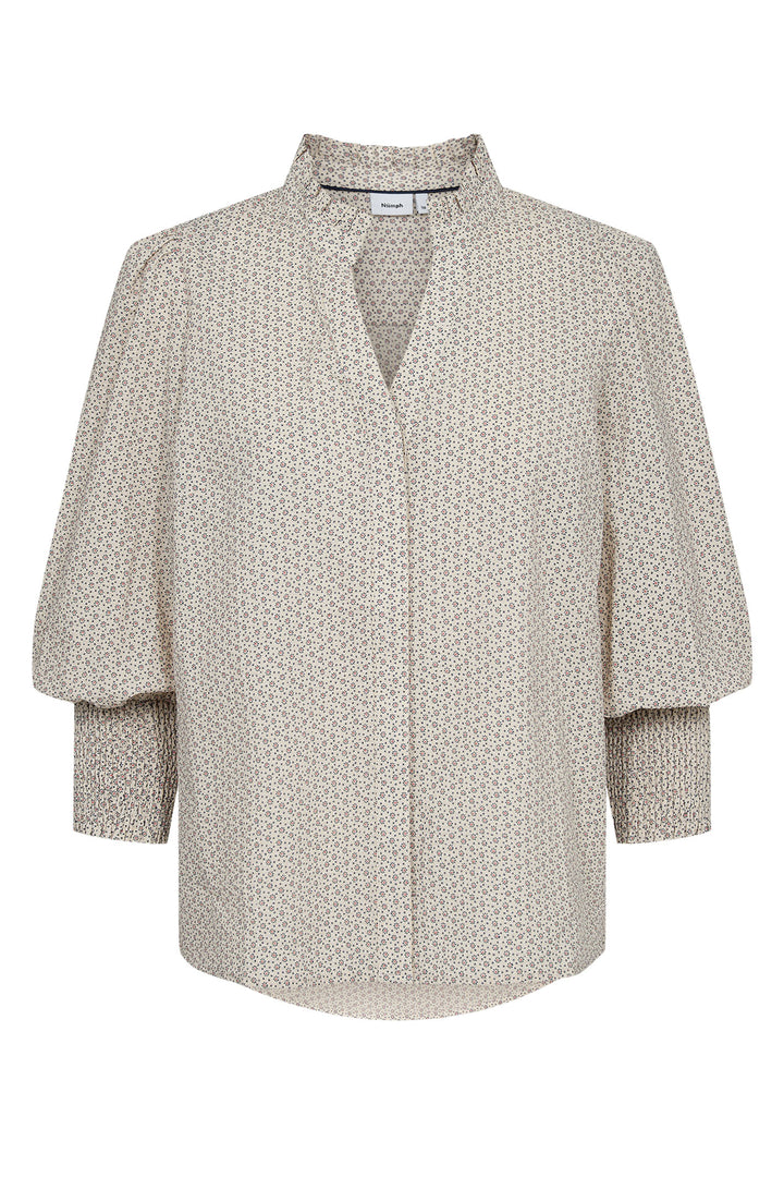 Numph Shirt Nusala Beige Blueprint 705406 3136 - Shirley Allum Boutique