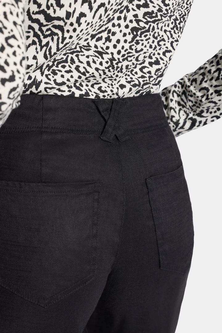 NYDJ MAKB2957 Black Linen Blend 5 Pocket Wide Leg Trousers