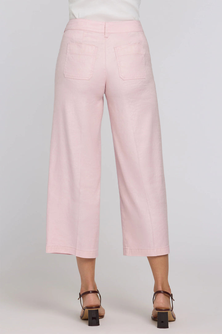 NYDJ MAKB8763 Light Lilac Wide Leg Stretch Linen Cargo Capri Pants