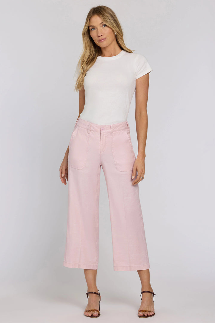 NYDJ MAKB8763 Light Lilac Wide Leg Stretch Linen Cargo Capri Pants