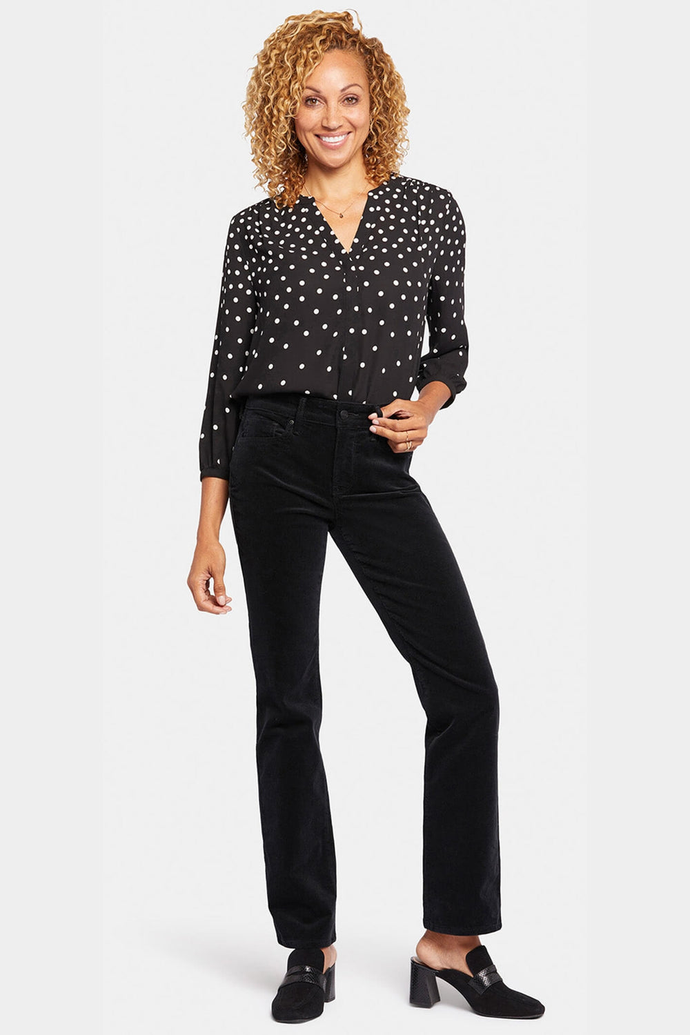 NYDJ Marilyn MBCRMS2299 Black Straight Corduroy Jeans - Shirley Allum Boutique