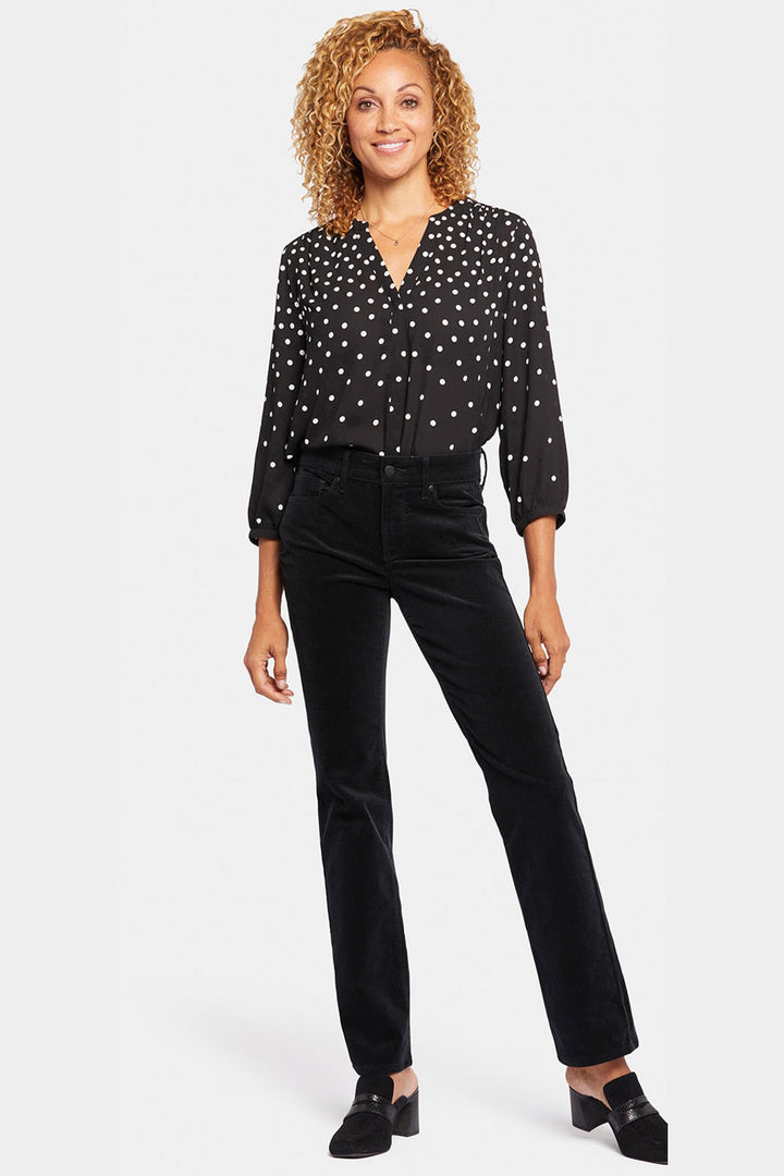 NYDJ Marilyn MBCRMS2299 Black Straight Corduroy Jeans - Shirley Allum Boutique