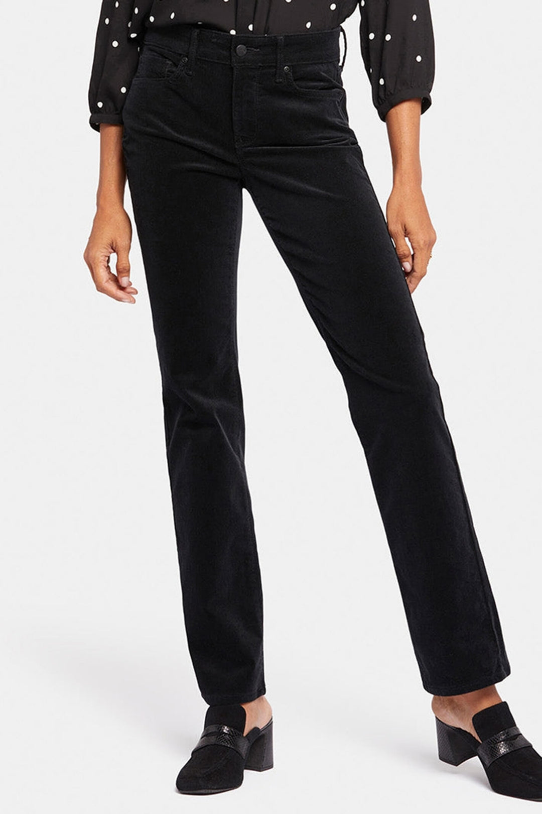 NYDJ Marilyn MBCRMS2299 Black Straight Corduroy Jeans - Shirley Allum Boutique