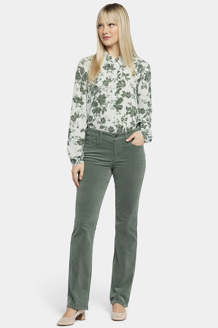NYDJ Marilyn MBCRMS2299 Sage Green Straight Corduroy Jeans - Shirley Allum Boutique