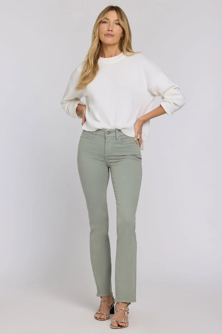 NYDJ Marilyn Mistletoe Green Waist Match Straight Jeans MFOSMS8573